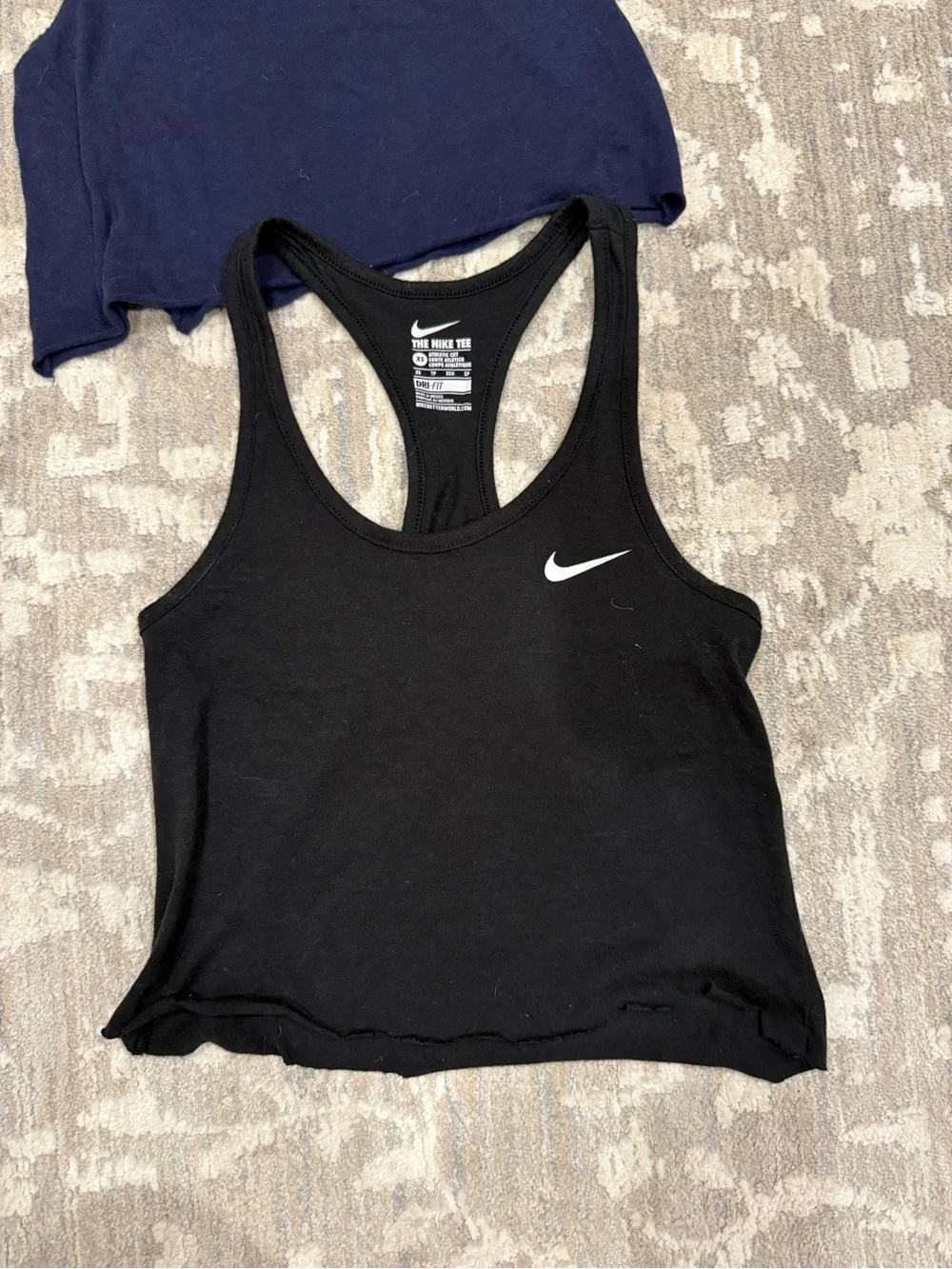 Nike Black Racerback Crop Tank Top and blue under armour crop tank